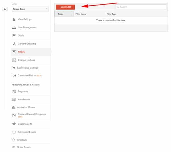 Google Analytics Screenshot - Add Filter